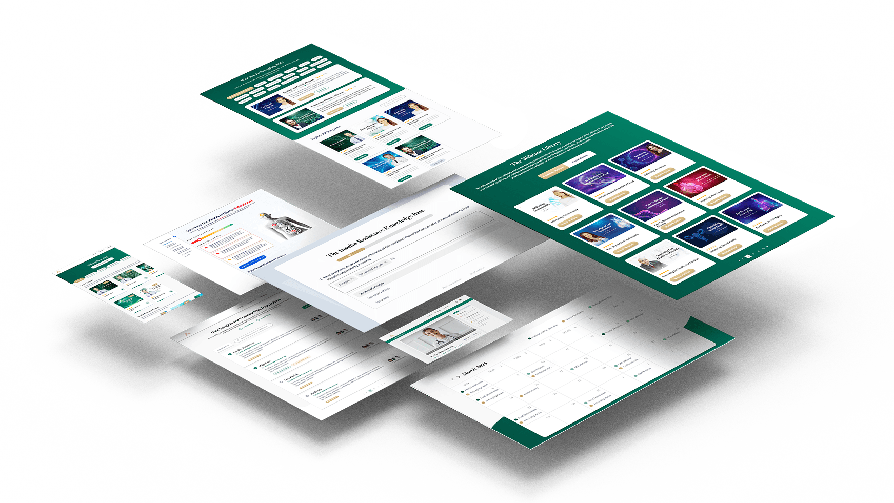 A mockup of The Health Institute courses on several types of tablets